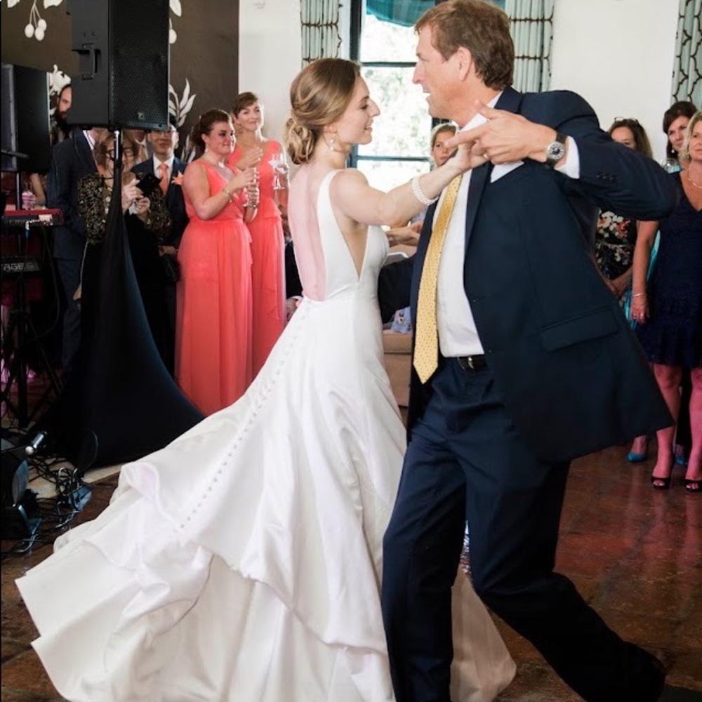 Mikaella Satin Wedding Dress from Kleinfeld’s Manhattan